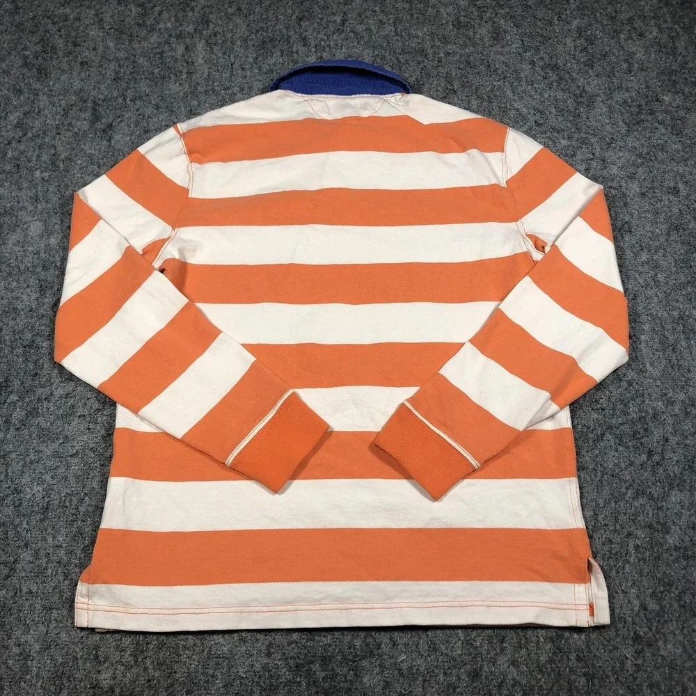 Vintage Polo Ralph Lauren Rugby Shirt Mens M Orange White Stripe Long Sleeve